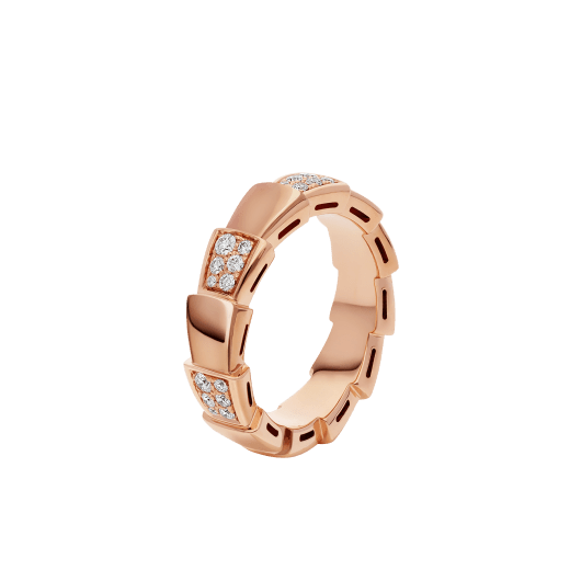Serpenti Viper Band-Ring aus 18 Karat Roségold, halb ausgefasst mit Diamanten. AN857928 image 1