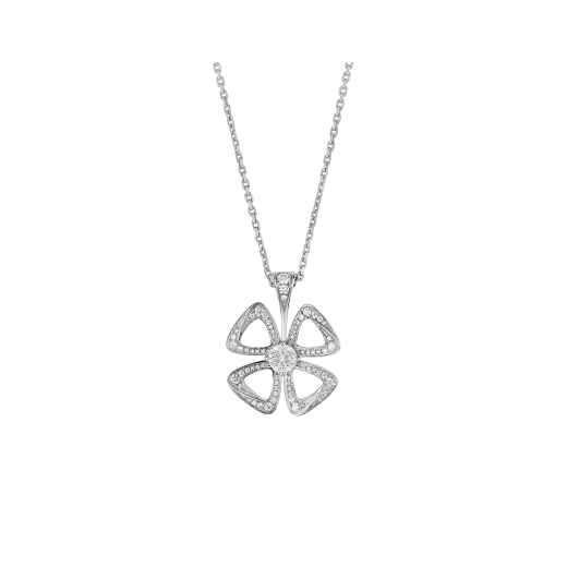 Fiorever 18 kt white gold necklace set with a central diamond and pavé diamonds. 354469 image 1