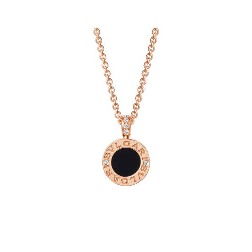 BVLGARI BVLGARI 18 kt rose gold chain and 18 kt rose gold pendant set with mother-of-pearl, onyx and pavé diamonds 347761 image 3