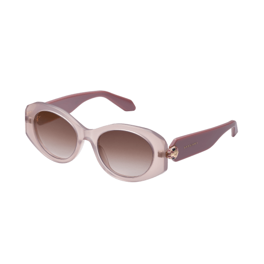 Serpenti Forever oval acetate sunglasses with enameled snakehead decor on the temples BV40007I image 1