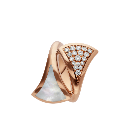DIVAS' DREAM ring in 18 kt rose gold, set with mother-of-pearl and pavé diamonds. AN857123 image 2