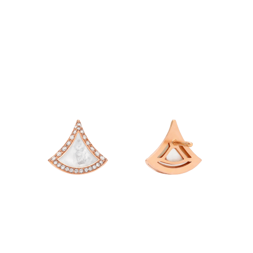 Divas' Dream stud earrings in 18 kt rose gold set with mother-of-pearl elements and pavé diamonds 358899 image 3
