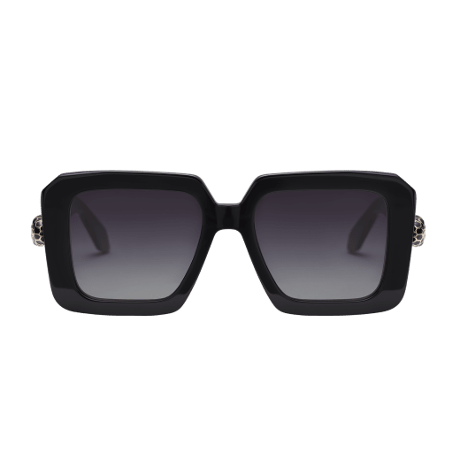 Serpenti Forever rectangular acetate sunglasses with enameled snakehead decor on the temples BV40006I image 2