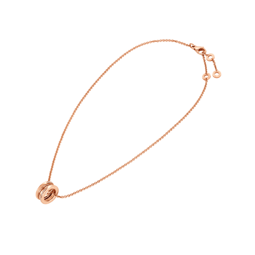 Collana B.zero1 con pendente in oro rosa 18 kt con semi-pavé di diamanti lungo i profili esterni e catena in oro rosa 18 kt. 359292 image 2