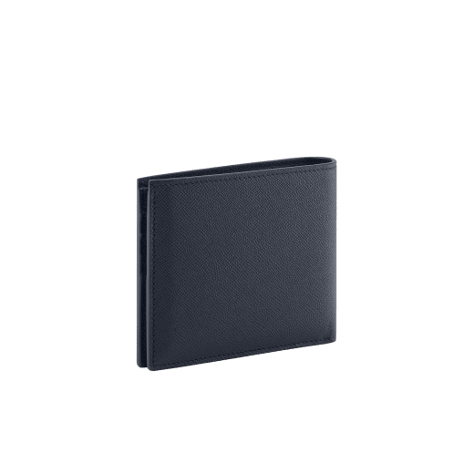 Bvlgari Bvlgari Man hipster compact wallet in black grain calf leather. Iconic palladium-plated brass embellishment and folded closure. BBM-WLT-HIPST-8C-R image 3