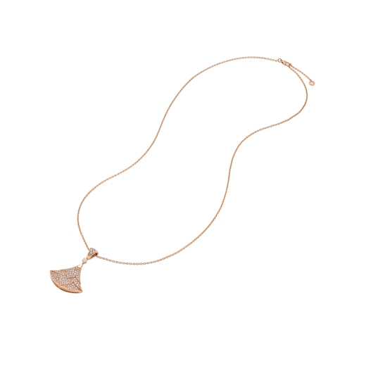 Divas' Dream 18 kt rose necklace set with a brilliant-cut diamond and pavé diamonds 361989 image 2