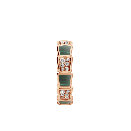 Serpenti Viper 18 kt rose gold ring set with malachite elements and pavé diamonds AN858203 image 2