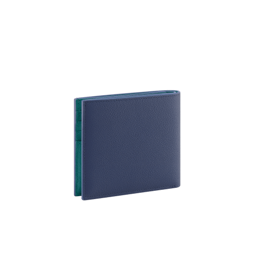Bvlgari Bvlgari Man hipster compact wallet in Urban grained calf leather in forest green on the outside and emerald green on the inside. Iconic dark ruthenium-plated brass embellishment in matte forest green enamel and folded closure. BBM-WLT2FASYMc image 3
