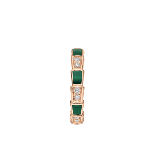 Serpenti Viper 18 kt rose gold thin ring set with malachite elements and pavé diamonds. AN858752 image 2