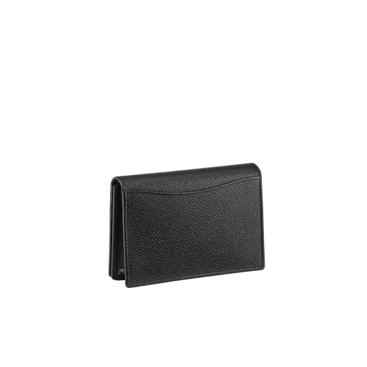 BULGARI BULGARI Man folded business card holder in teal topaz green grained calf leather with foggy opal grey grained calf leather interior. Iconic palladium-plated brass embellishment and folded closure. BBM-BC-HOLD-SIMPLEb image 3