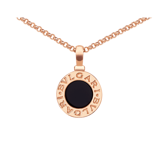 BULGARI BULGARI 18 kt rose gold necklace set with black onyx insert on the pendant and customisable with engraving on the back 359320 image 3
