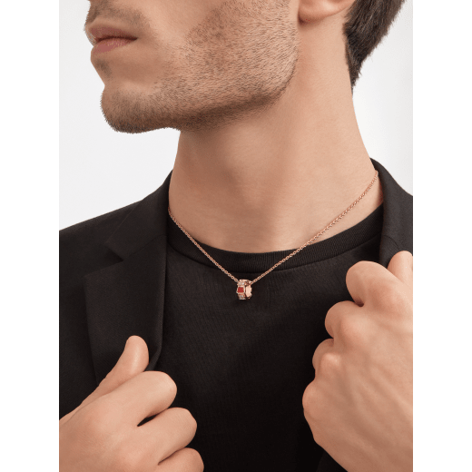 Serpenti Viper necklace with 18 kt rose gold chain and 18 kt rose gold pendant set with carnelian elements and demi pavé diamonds. (0.21 ct) 355088 image 5