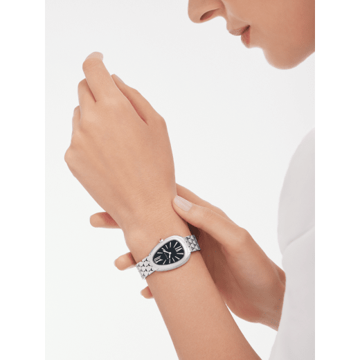 Serpenti Seduttori Uhr aus Edelstahl mit schwarz lackiertem Zifferblatt. Wasserdicht bis 30 Meter. 103451 image 4