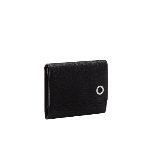 Coin and credit card holder in denim sapphire grain calf leather with brass palladium plated BVLGARI BVLGARI motif. BBM-COIN-CC-HOLDER image 3