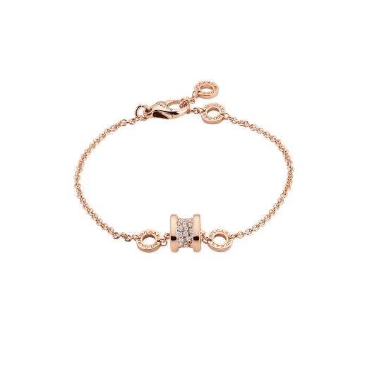 B.zero1 soft bracelet in 18 kt rose gold set with pavé diamonds on the spiral BR857358 image 1