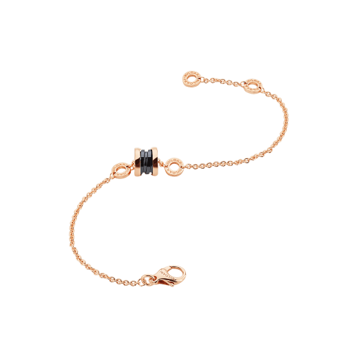 B.zero1 soft bracelet in 18 kt rose gold with 18 kt rose gold and black ceramic pendant. BR859348 image 2