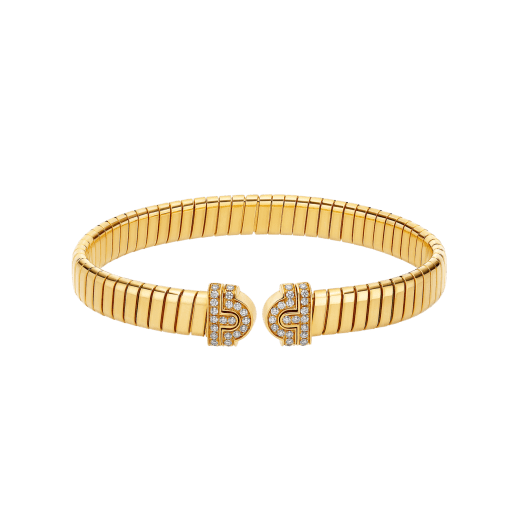 Bvlgari Tubogas 18 kt yellow gold bracelet set with pavé diamonds BR860299 image 2