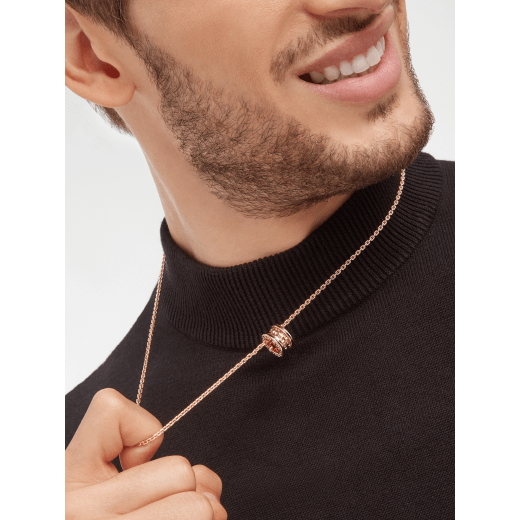 B.zero1 Rock Halskette mit Anhänger aus 18 Karat Roségold mit Nieten und schwarzen Keramik-Intarsien 358350 image 4