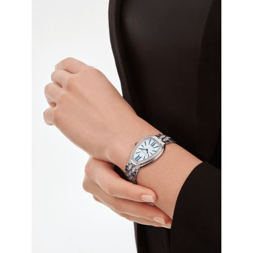 Serpenti Seduttori watch with 18 kt white gold case and bracelet both set with diamonds, and silver opaline dial 103947 image 1