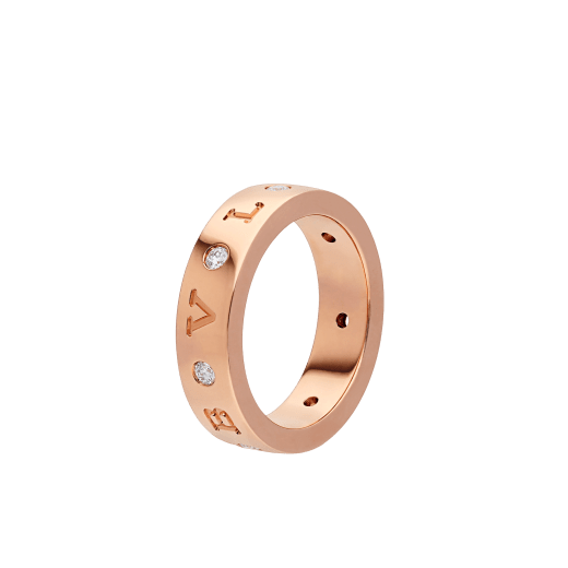 خاتم زواج «بولغري بولغري» من الذهب الوردي عيار 18 قيراطاً، مرصع بسبعة أحجار ألماس AN858005 image 1