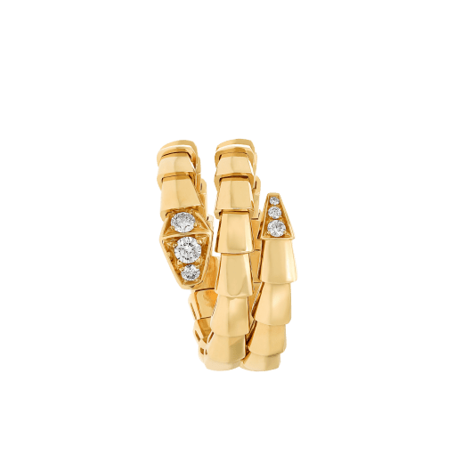 Doppelt geschwungener Serpenti Viper Ring aus 18 Karat Gelbgold, halb ausgefasst mit Diamant-Pavé AN858970 image 3
