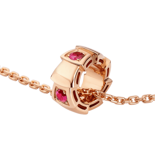Serpenti Viper 18 kt rose gold pendant necklace set with fancy rubies. 360659 image 4