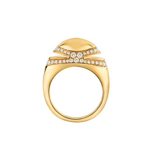 Bvlgari Cabochon 18 kt yellow gold ring set with demi pavé diamonds AN860328 image 4
