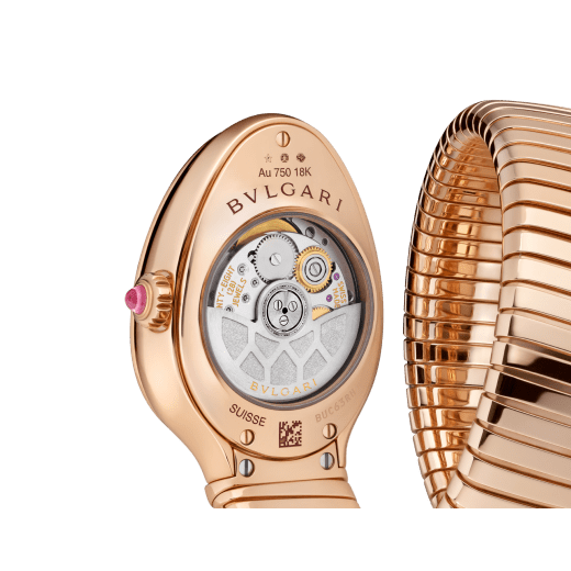 Orologio automatico Serpenti Tubogas in oro rosa 18 kt con lunetta con diamanti, quadrante opalino bianco con finiture soleil e bracciale a spirale. Impermeabile fino a 30 metri. 103903 image 4