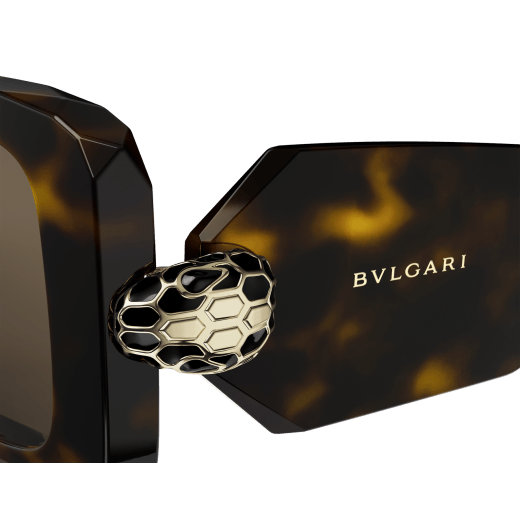 Serpenti Forever rectangular acetate sunglasses with enamelled snakehead embellishment on the temples 904360 image 3