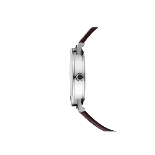 BVLGARI BVLGARI watch with mechanical manufacture movement- BVL191 with automatic winding and date, 41 mm stainless steel case, stainless steel bezel engraved with double logo, black dial and brown alligator strap ardillon buckle 102927 image 2