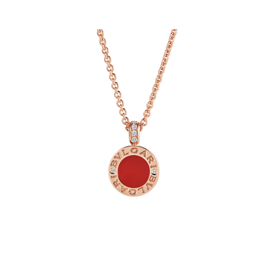 BVLGARI BVLGARI necklace with 18 kt rose gold chain and pendant, set with carnelian and mother-of-pearl discs and with details in pavé diamonds. 352883 image 1