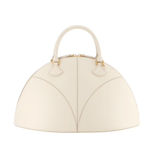 Marquise large top handle bag in black goat leather with black nappa leather lining and zipped closure. Detachable signature black goat leather charm with mirror. DAS-001-1324L image 3