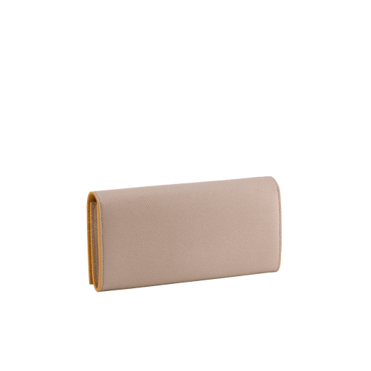 Bulgari Clip large wallet in fudge amethyst brown grain calf leather with butter onyx beige grain calf leather interior and butter onyx beige edges. Iconic palladium-plated brass clip and folded closure. BCM-WLT-SLI-POC-Cla image 3