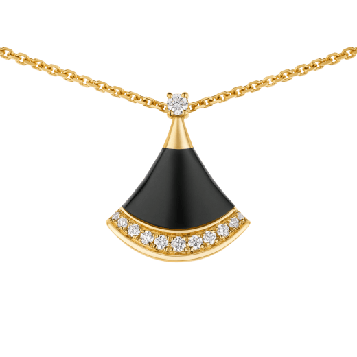 Divas' Dream 18 kt yellow gold pendant necklace set with black onyx and brilliant-cut diamonds 361838 image 4