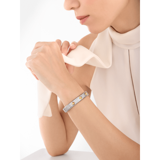 Bvlgari Tubogas Gold & Steel stainless steel bracelet set with 18 kt yellow gold studs BR860869 image 2