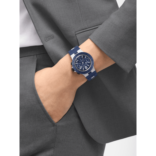 Bvlgari Aluminium Chronograph 腕錶，搭載機械機芯，自動上鍊，計時功能，錶徑 41 公釐，噴砂鋁合金錶殼，藍色橡膠錶圈及錶帶，藍色亮澤錶盤。防水深度 100 公尺。 104234 image 2