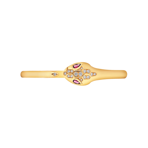 Serpenti 18 kt yellow gold bracelet set with rubellite eyes and demi pavé diamonds on the head and the tail BR858986 image 2
