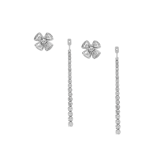 Orecchini convertibili Fiorever in oro bianco 18 kt con diamanti taglio brillante (2,81 ct) e pavé di diamanti (0,26 ct). 358158 image 2