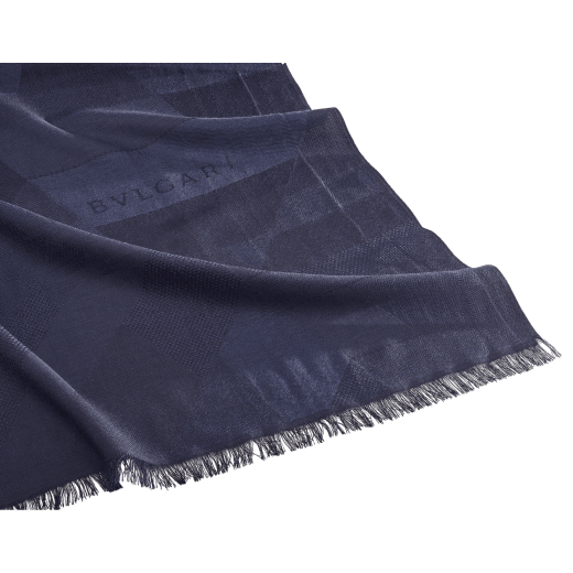 Logo Poly Soft stole in lapis opal cashmere. Made of 100% cashmere. LOGOPOLYSOFT-ST image 2