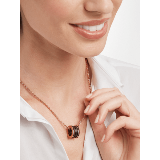 B.zero1 pendant necklace in 18 kt rose gold with matte black ceramic 358050 image 4