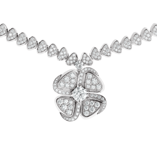 Fiorever 18 kt white gold necklace set with a central diamond (0.70 ct) and pavé diamonds 357377 image 3