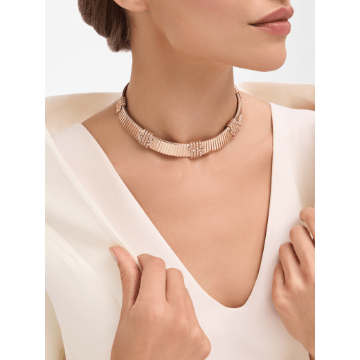 Bvlgari Tubogas 項鍊，18K 玫瑰金材質，飾以密鑲鑽石。 361525 image 1