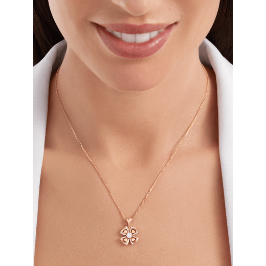Fiorever 18 kt rose gold necklace set with a central diamond and pavé diamonds. 356223 image 5