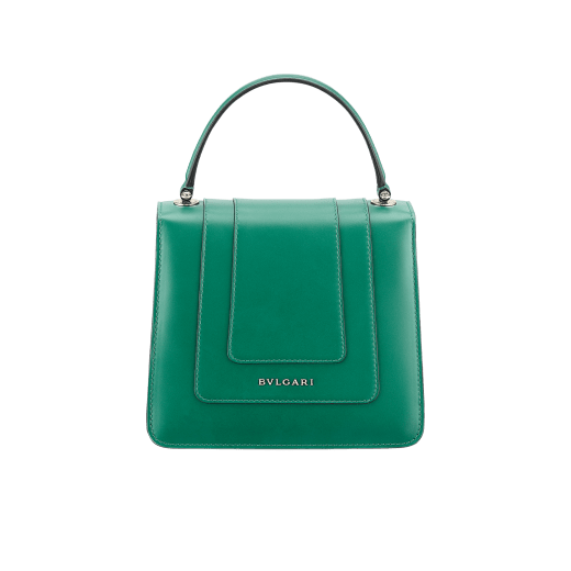 Flap cover bag Serpenti Forever in ruby red calf leather. Brass light gold plated hardware and snake head closure in black and white enamel with eyes in green malachite. 752-CLa image 3