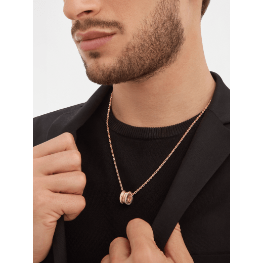 B.zero1 pendant necklace in 18 kt rose gold set with pavé diamonds 358346 image 7