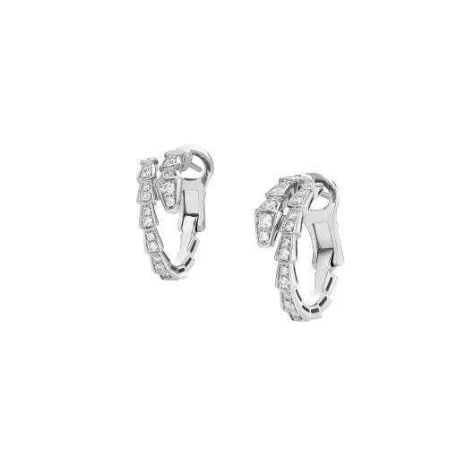 Serpenti Viper 18 kt white gold earrings set with pavé diamonds. 358360 image 2