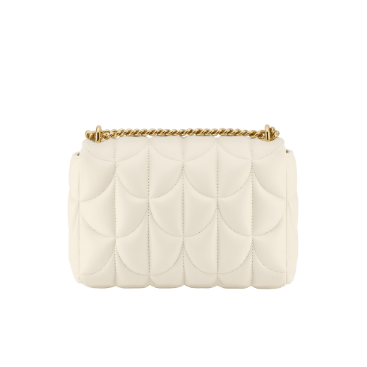 Serpenti Sugarloaf medium shoulder bag in black calf leather with a maxi Calla Matelassé motif and black nappa leather lining. Captivating snakehead magnetic closure in gold-plated brass. SSL-001-1312M image 2
