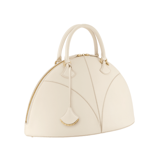 Marquise large top handle bag in black goat leather with black nappa leather lining and zipped closure. Detachable signature black goat leather charm with mirror. DAS-001-1324L image 2