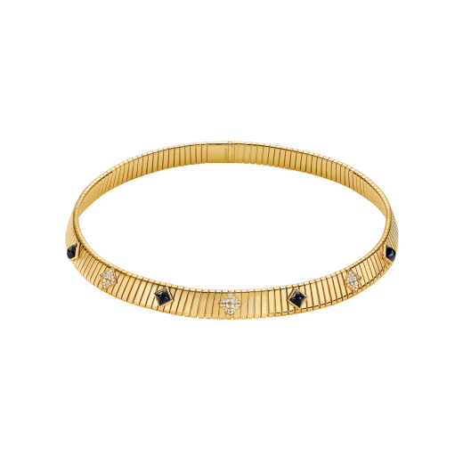Bvlgari Tubogas 18 kt yellow gold necklace set with diamond pavé and black onyx studs CL860415 image 1