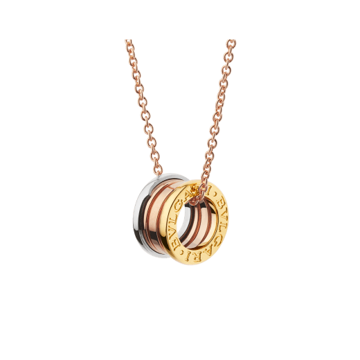 B.zero1 necklace in 18 kt rose gold with pendant in 18 kt rose, white and yellow gold. 352397 image 1